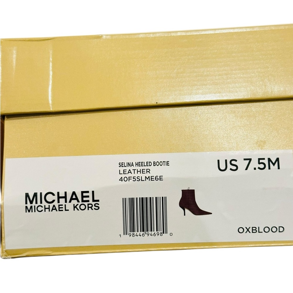 ✨ Michael Kors Selina Heeled Bootie – Oxblood Leather – Size 7.5M - Picture 11 of 15